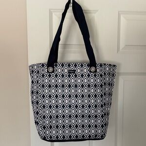 Thirty-One Navy and White Diamond Tote